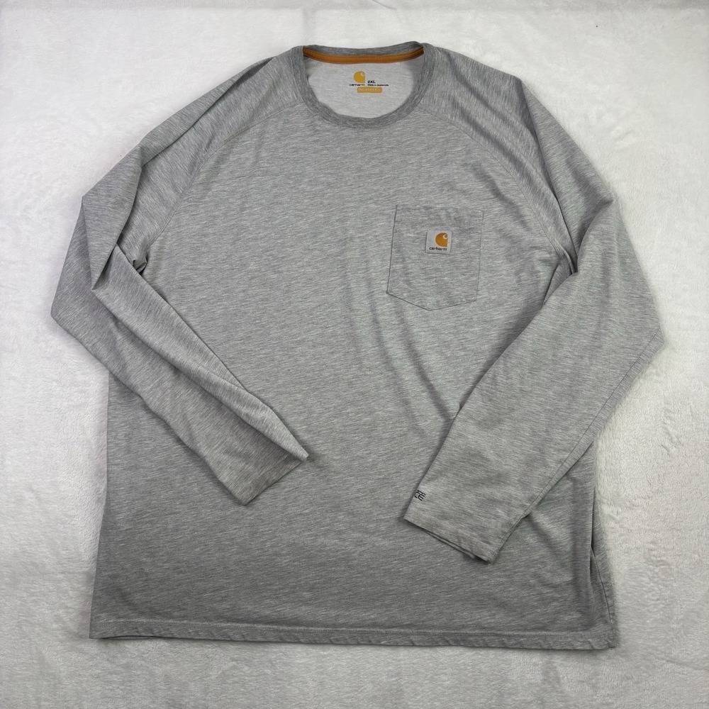 Carhartt Relaxed Fit Force Grey Long Sleeve Shirt Men's 2XL